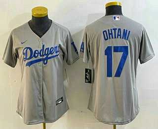Womens Los Angeles Dodgers #17 Shohei Ohtani Gray Cool Base Stitched Jersey->mlb womens jerseys->MLB Jersey